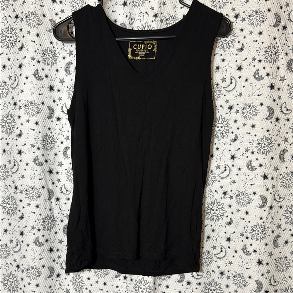 Cupio Black Fitted Sleeveless Tank Top